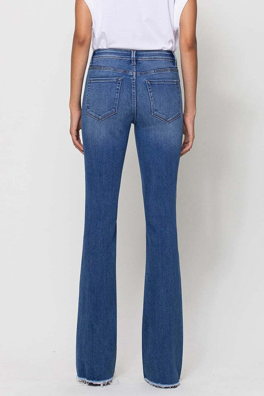 VERVET MID RISE RAW HEM FLARE JEANS SUNNY