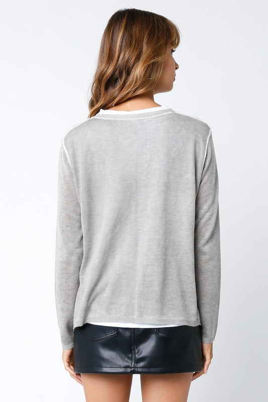 OLIVACEOUS MEGAN DOUBLE LAYER ILLUSION TOP MUSHROOM