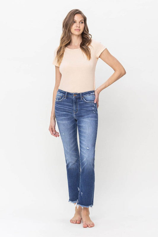FLYING MONKEY HIGH RISE SLIM STRAIGHT RAW HEM AMELIA