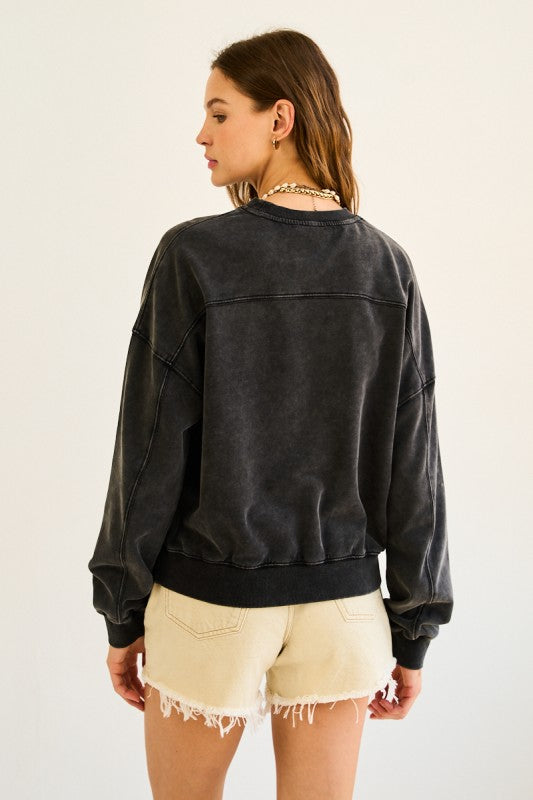 WASHED BLACK BURNOUT SWEATSHIRT