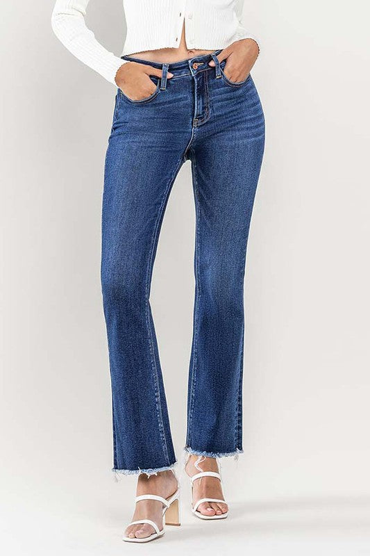 LOVERVET HIGH RISE RAW HEM BOOTCUT JEANS MADISON