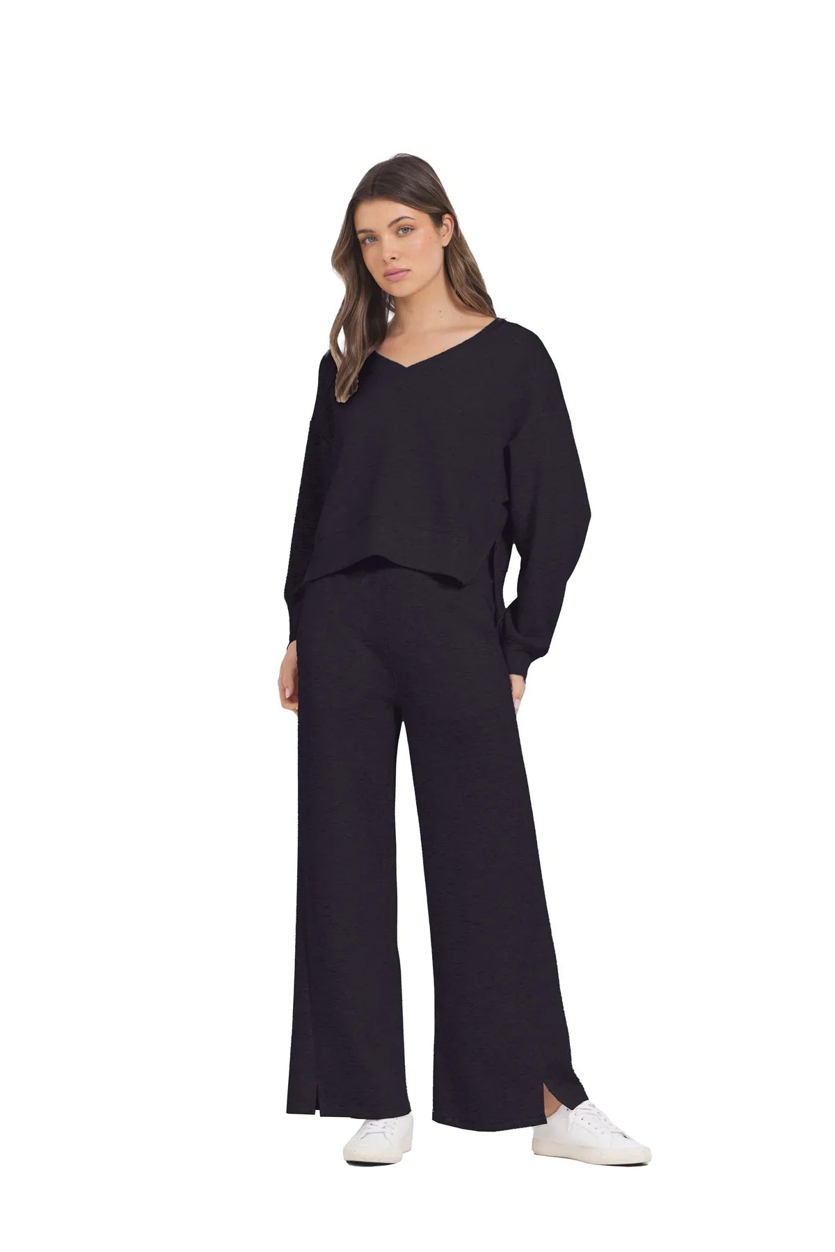 VINTAGE HAVANA BLACK CLOUD V NECK ZIPPER DETAIL