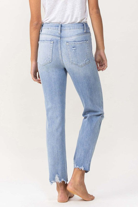 FLYING MONKEY HIGH RISE DISTRESSED CROPPED STRAIGHT JEAN LANI