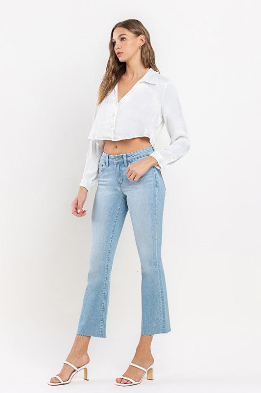 VERVET MID RISE ANKLE BOOTCUT RAW HEM UPLIFT KIMBERLY