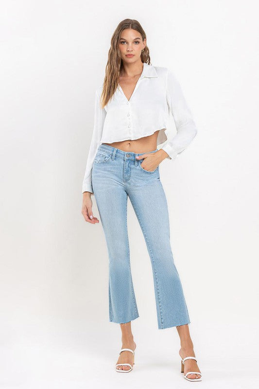 VERVET MID RISE ANKLE BOOTCUT RAW HEM UPLIFT KIMBERLY