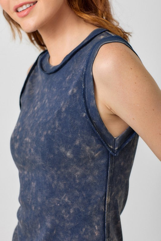 EXPOSED SEAM MINERAL WASHED TANK NAVY