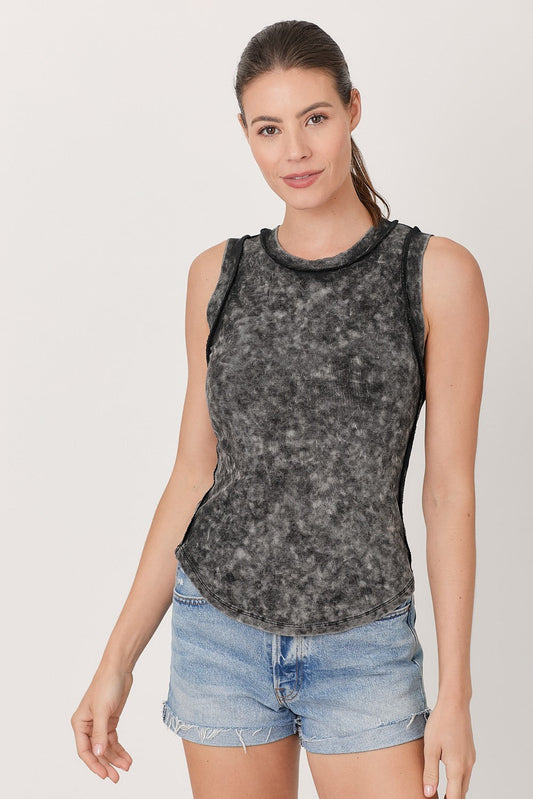 EXPOSED SEAM MINERAL WASHED TANK BLACK