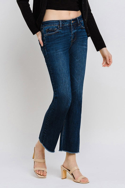 LOVERVET MID RISE RAW HEM KICK FLARE JEANS PEYTON