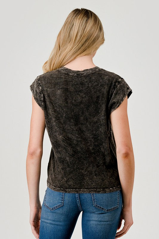 HASHTTAG MINERAL DYED MUSCLE TOP BLACK
