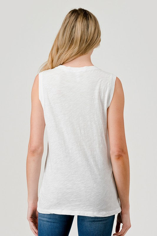HASHTTAG MINERAL DYED MUSCLE TANK TOP WHITE