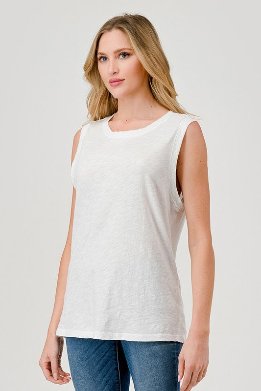 HASHTTAG MINERAL DYED MUSCLE TANK TOP WHITE