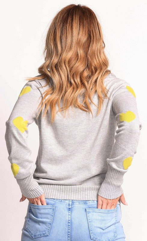ALL MY LOVE SWEATER GREY WITH YELLOW HEARTS