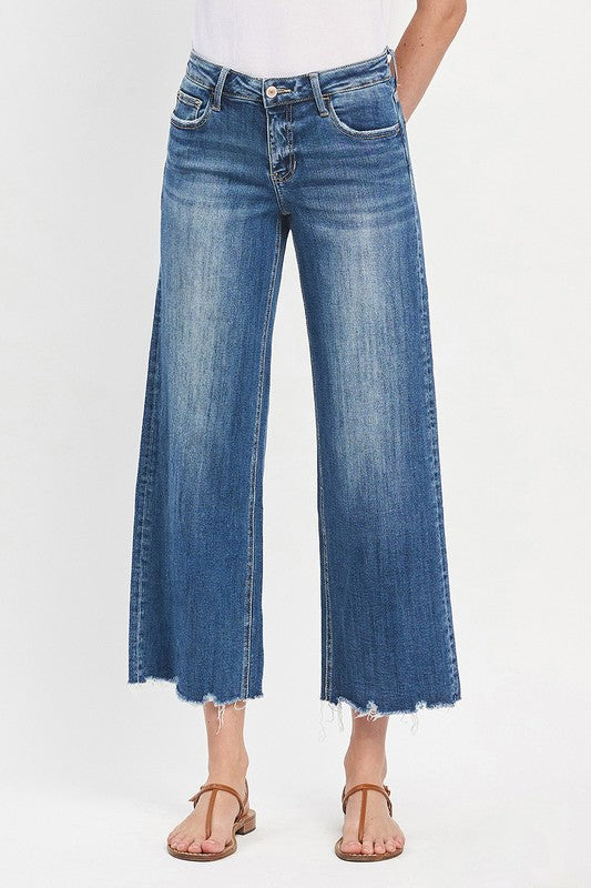 LOVERVET MID RISE RAW HEM WIDE JEANS MARLEY