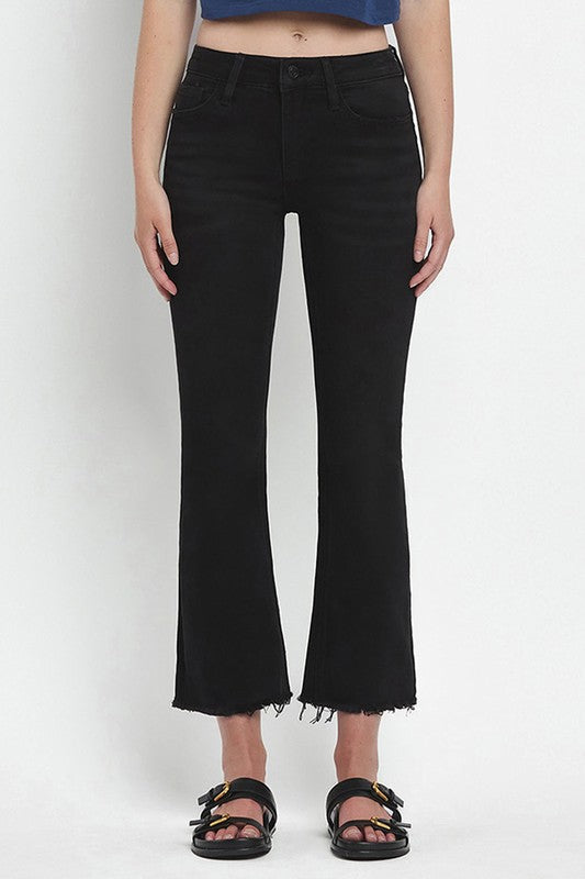 LOVERVET MID RISE RAW HEM CROP FLARE GRACE