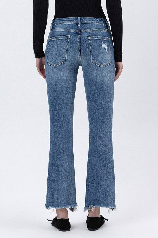 LOVERVET MID RISE FRAYED HEM ANKLE BOOTCUT JEANS EMERSON