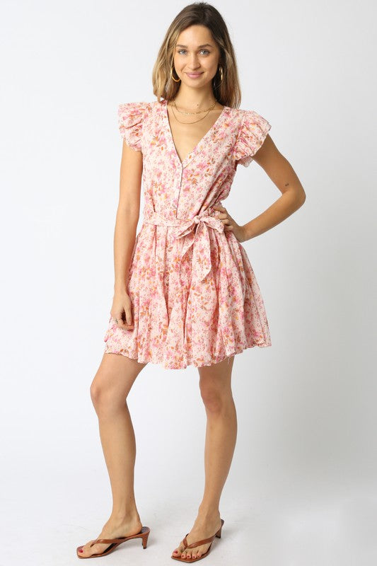 ELLIS FLORAL DRESS PINK CREAM FINAL SALE