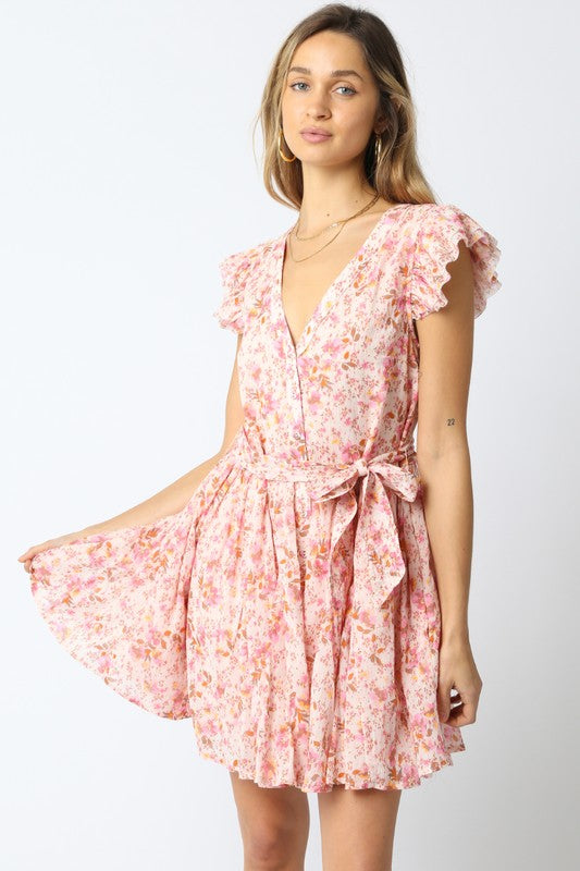 ELLIS FLORAL DRESS PINK CREAM FINAL SALE