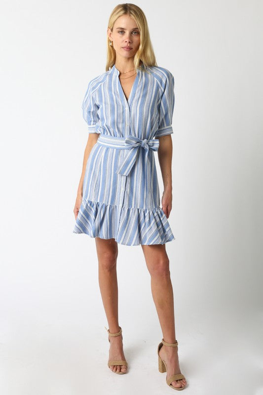 CARA DENIM BLUE WHITE STRIPED DRESS