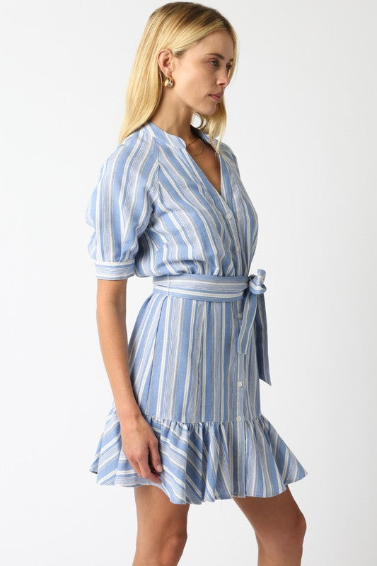 CARA DENIM BLUE WHITE STRIPED DRESS