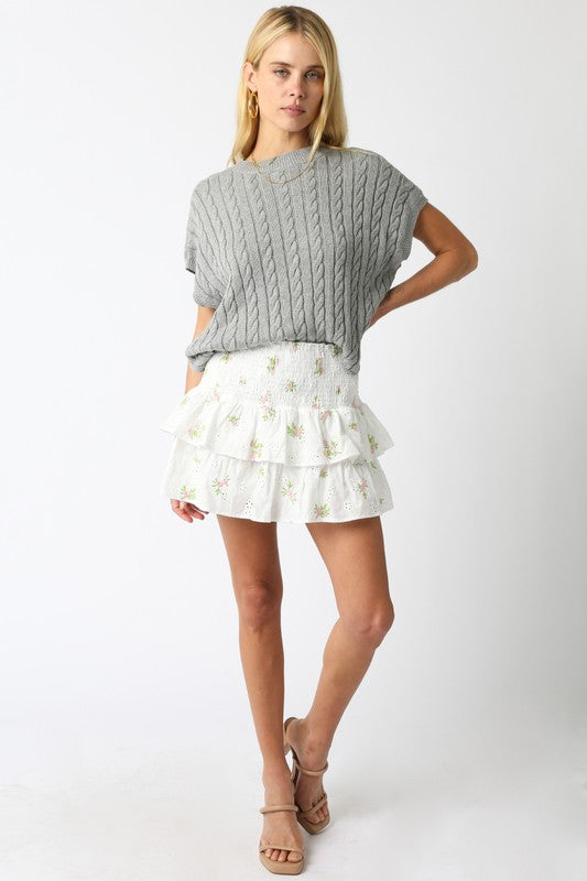 KENNA WHITE PINK FLORAL SKIRT