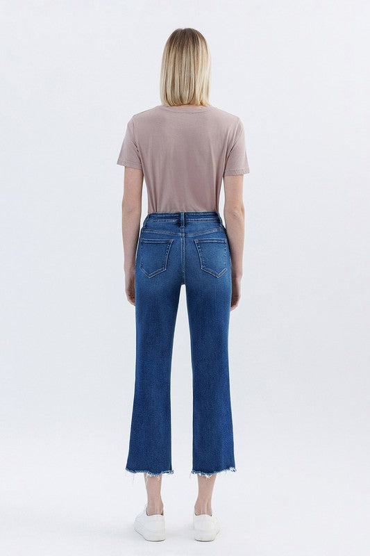 VERVET RISE UNEVEN RAW HEM ANKLE STRAIGHT JEANS LUNA