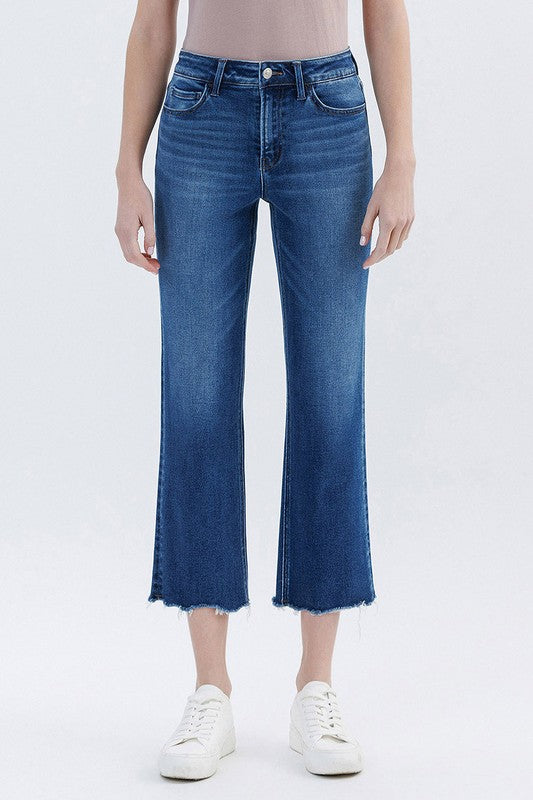 VERVET RISE UNEVEN RAW HEM ANKLE STRAIGHT JEANS LUNA