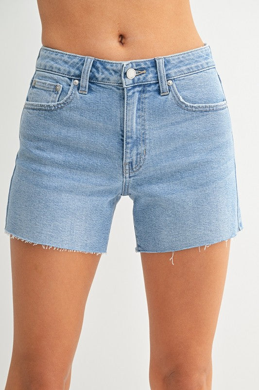 JBD 90'S MID RISE CUTOFF DENIM LIGHT SHORTS LACEY