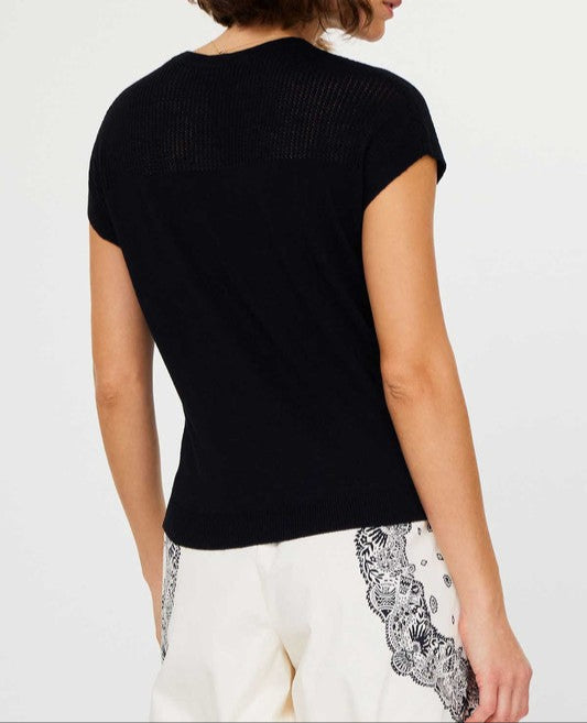 CURRENT AIR BLACK MESH DETAIL SWEATER