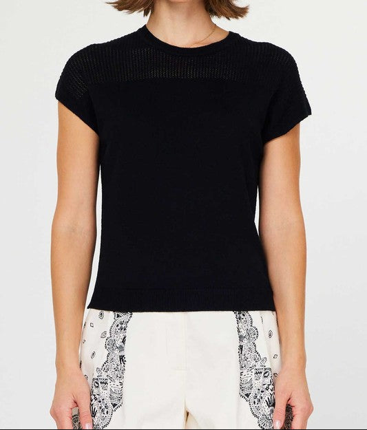 CURRENT AIR BLACK MESH DETAIL SWEATER