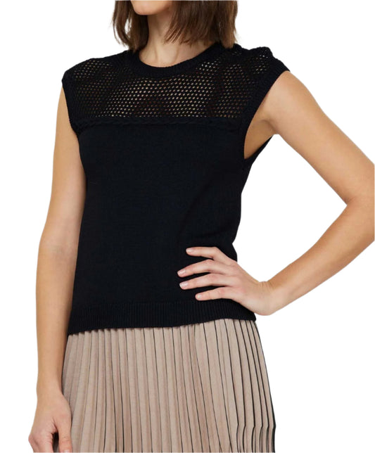 CURRENT AIR BLACK MESH DETAIL SWEATER