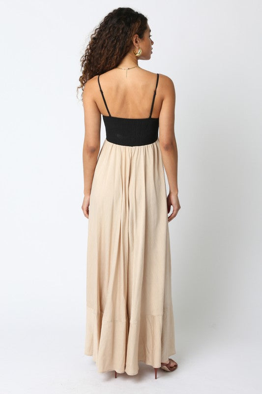 BLACK KHAKI HARLOW MAXI DRESS