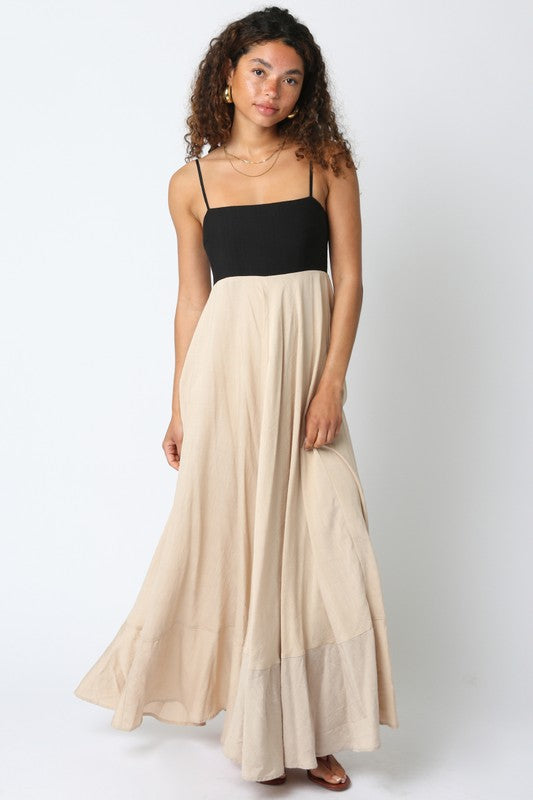 BLACK KHAKI HARLOW MAXI DRESS
