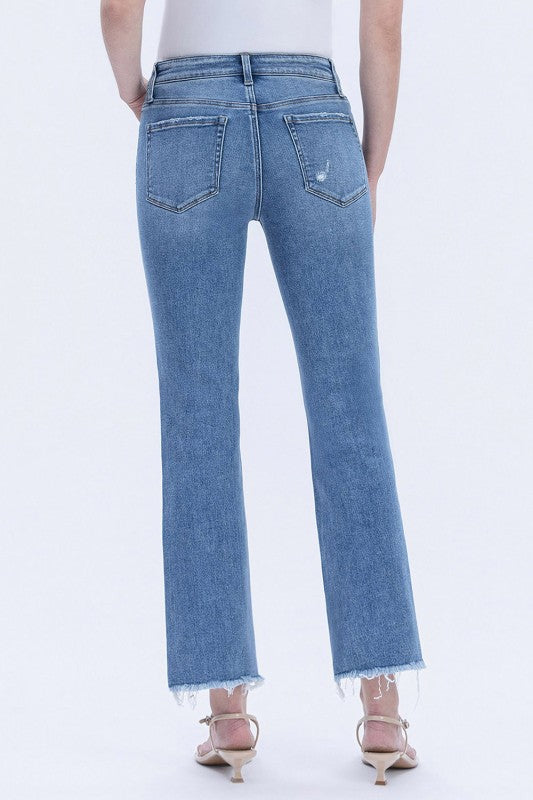 VERVET MID RISE RAW HEM ANKLE STRAIGHT JEANS FELICITY