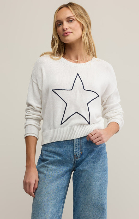 Z SUPPLY SIENNA LUCKY STAR WHITE SWEATER