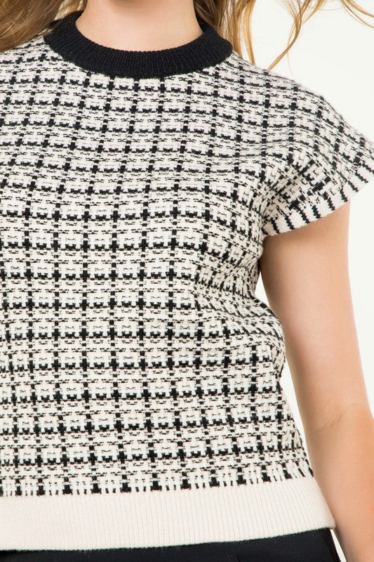 THML CREAM SHORT SLEEVE KNIT TOP TALIA