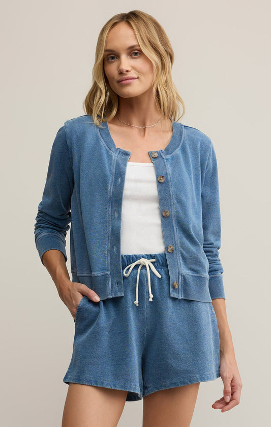 Z SUPPLY DAILY KNIT DENIM CARDIGAN VINTAGE INDIGO