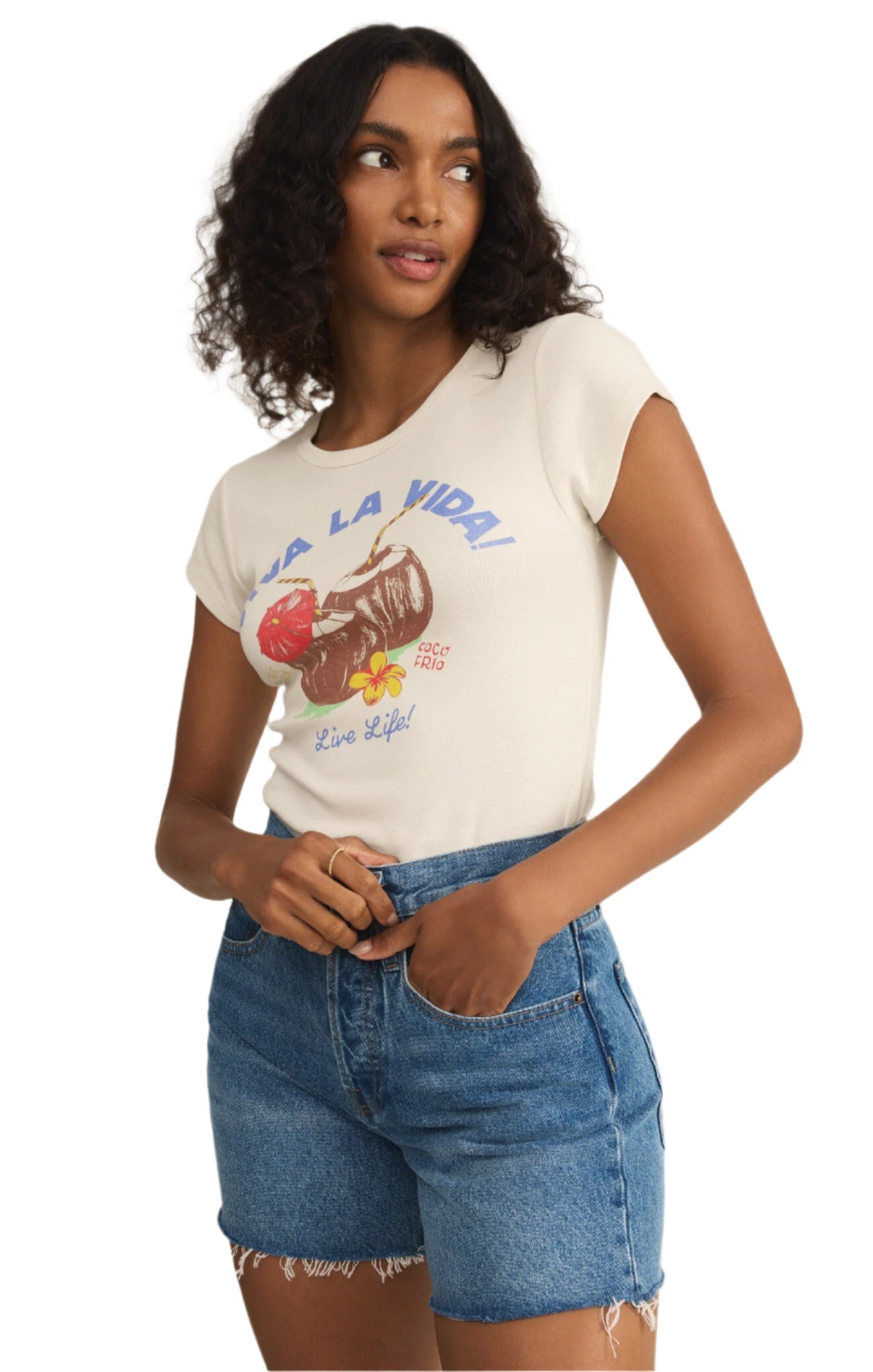 Z SUPPLY GRAPHIC COCO FRIO CHEEKY TEE SEA SALT FINAL SALE