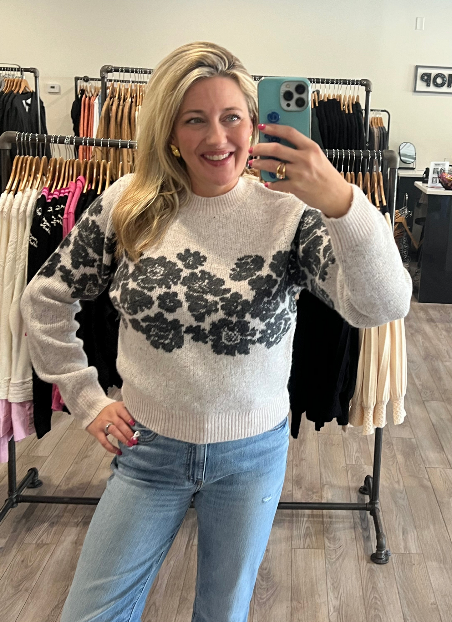 Z SUPPLY MARISOL FLORA SWEATER LIGHT OATMEAL HEATHER