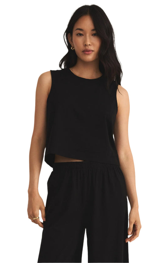 Z SUPPLY SLOANE JERSEY MUSCLE TANK TRUE BLACK