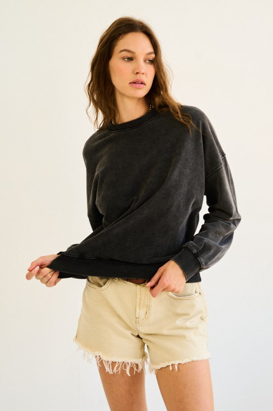 WASHED BLACK BURNOUT SWEATSHIRT