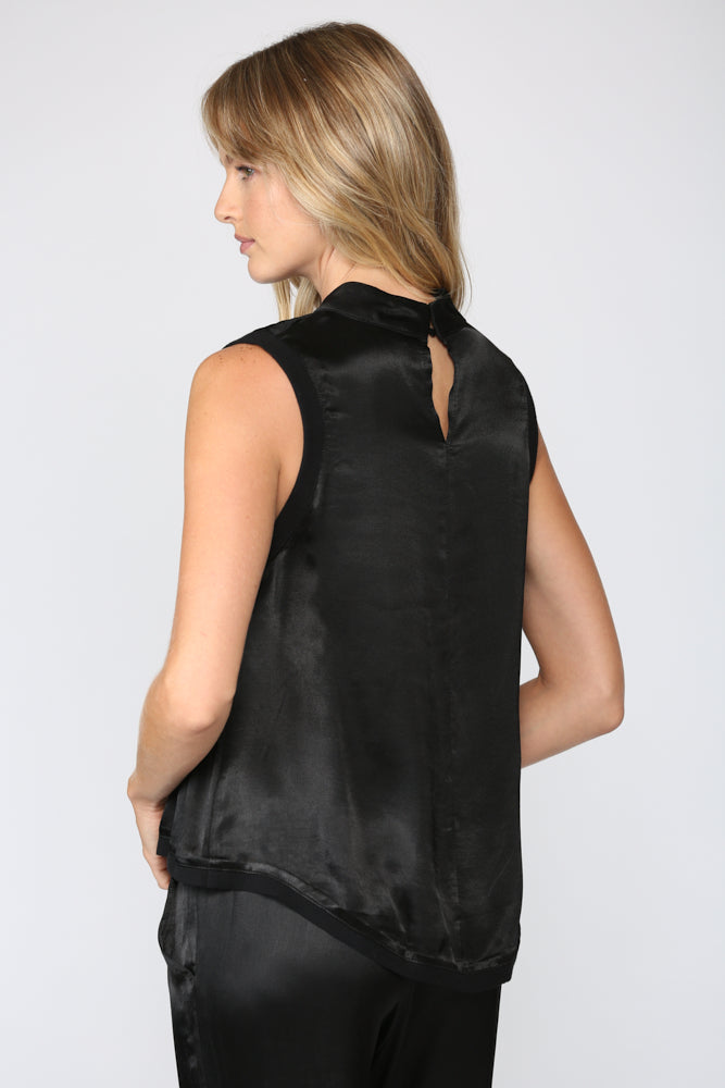 FATE BLACK SLEEVELESS SATIN TOP