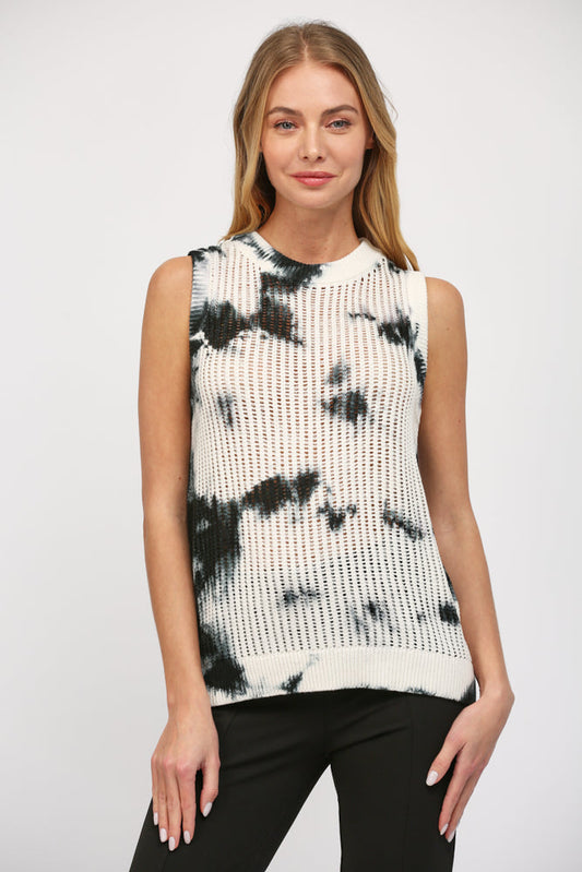 FATE CREAM BLACK TIE DYE KNIT SWEATER TANK