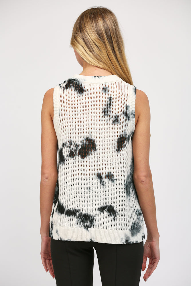 FATE CREAM BLACK TIE DYE KNIT SWEATER TANK
