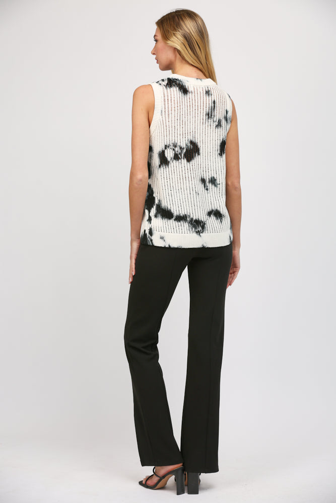 FATE CREAM BLACK TIE DYE KNIT SWEATER TANK