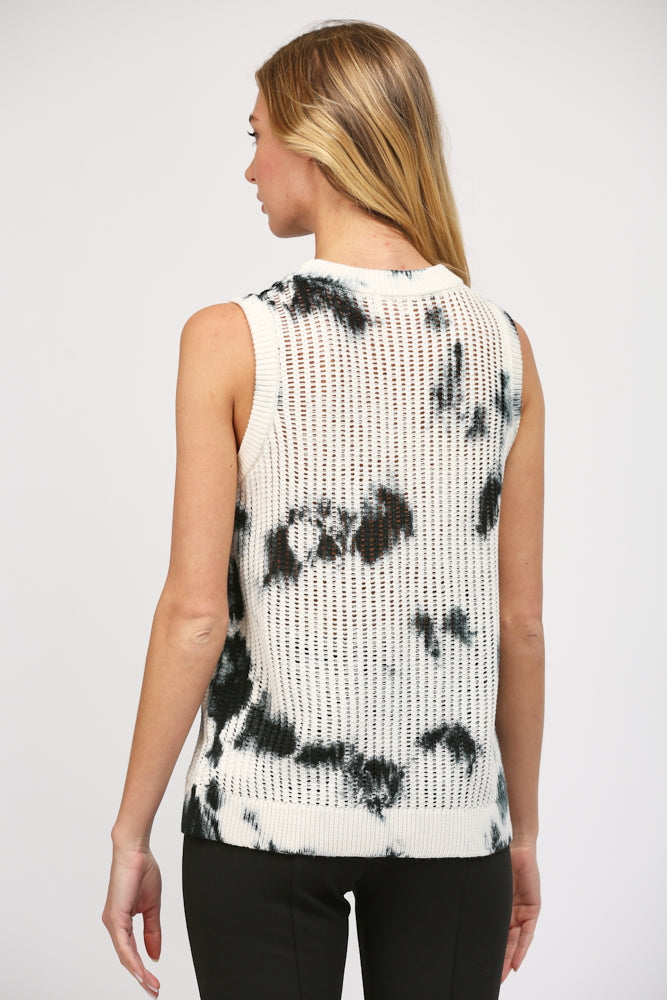 FATE CREAM BLACK TIE DYE KNIT SWEATER TANK