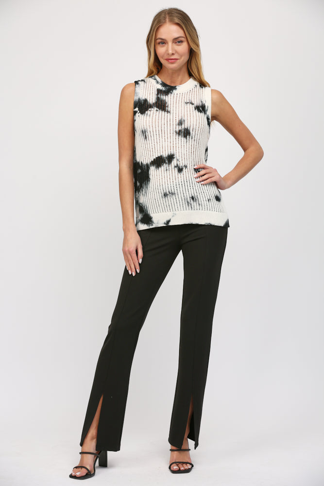 FATE CREAM BLACK TIE DYE KNIT SWEATER TANK