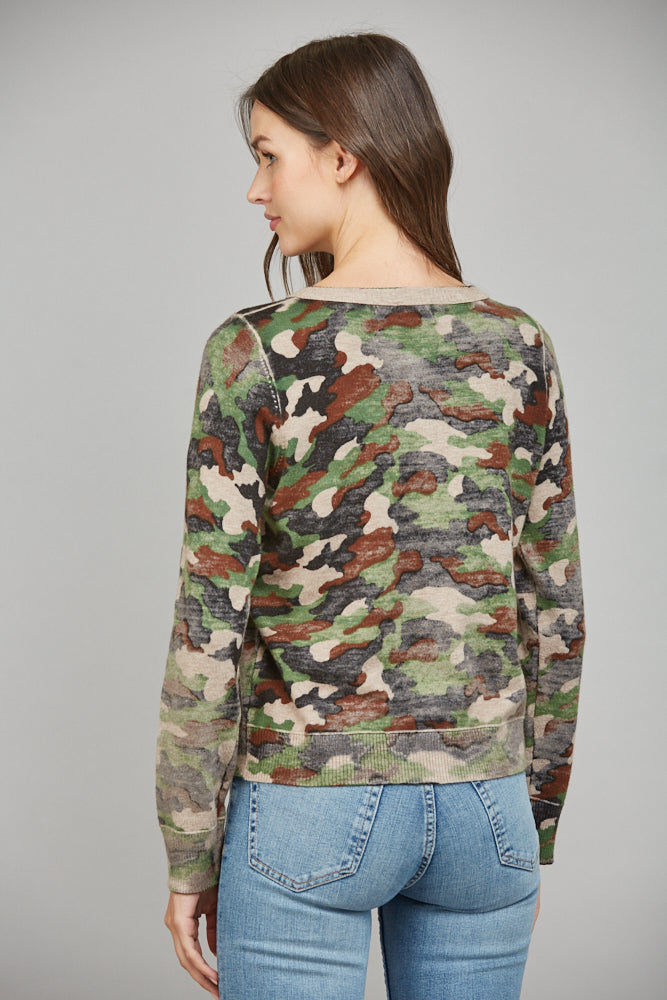 FATE CAMO PRINT FRONT BUTTON CLOSURE CARDIGAN