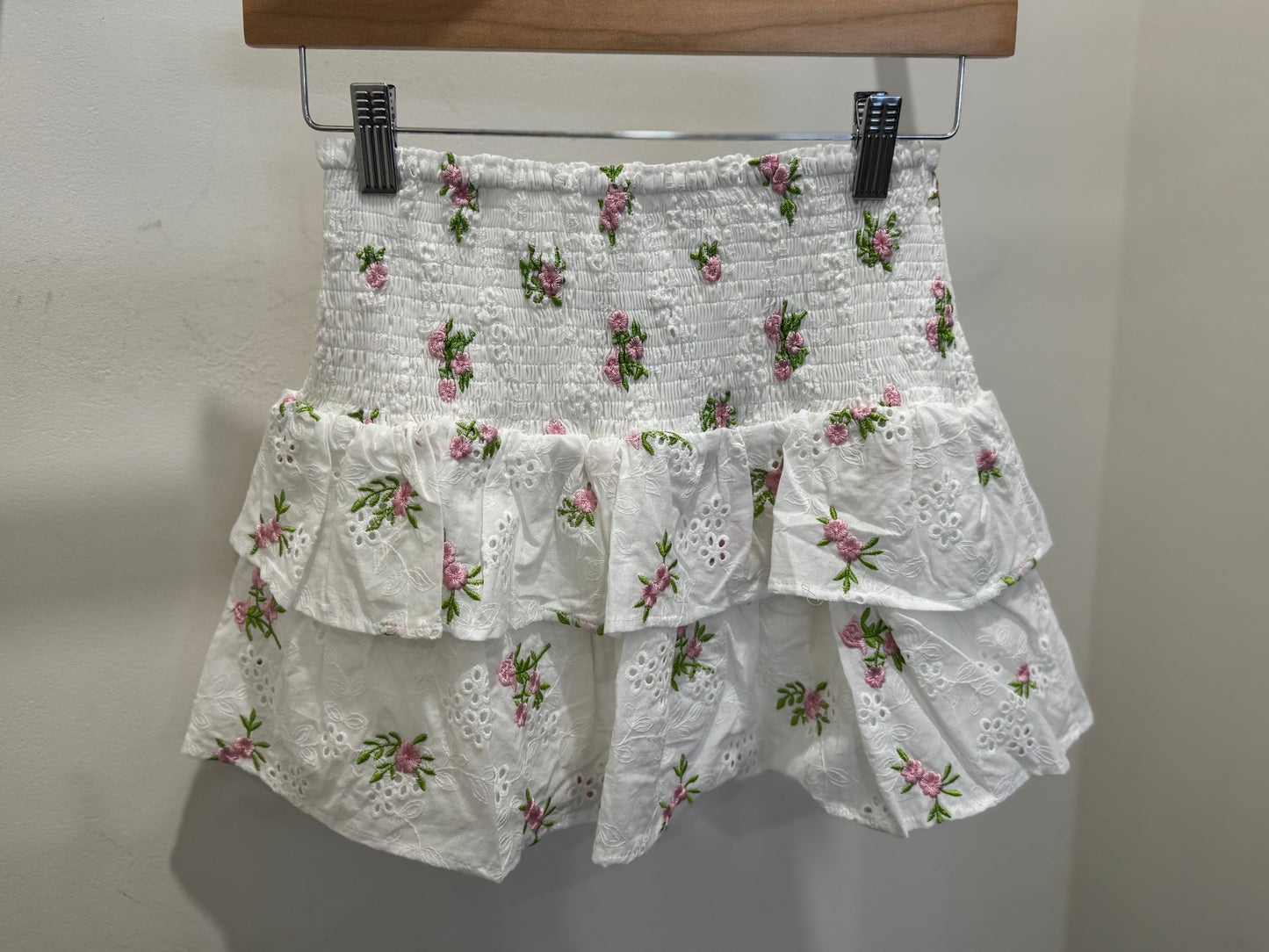 KENNA WHITE PINK FLORAL SKIRT