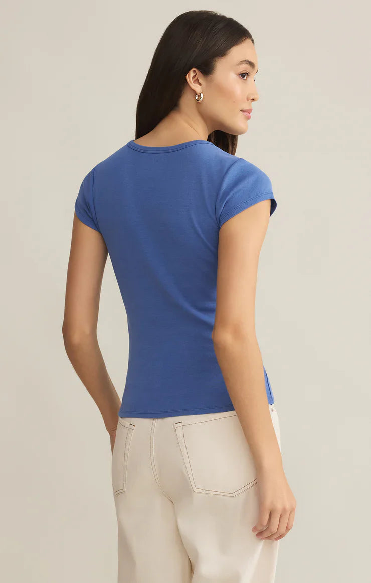 Z SUPPLY GRAPHIC HAPPY HOUR CHEEKY TEE RIVIERA BLUE FINAL SALE