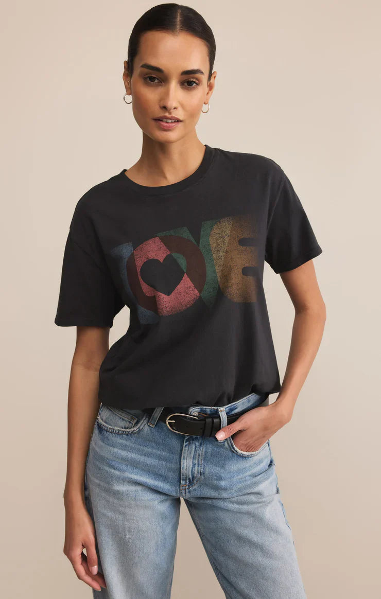 Z SUPPLY TRUE LOVE BOYFRIEND TEE BLACK SAND